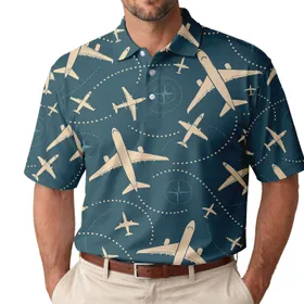 Airplane Flight Paths for Golf Travel, Aviation Adventures, Women Golfers and Pilots Men's Polo Shirt