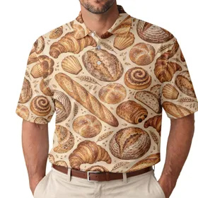 Artisan Bread Motifs for Bakery Lovers, Weekend Golf and Brunch Outings Gift Idea Men's Polo Shirt