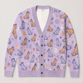 Playful Brown Dog Motifs For Casual Spring Days, Vacation Style, And Dog Lover Gifts All-over Print Knitted Cardigan