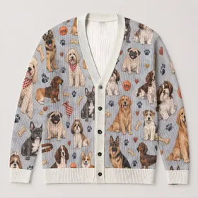 Golden Retriever Dog Lover Style for Everyday Fall Layering, Walks, and Casual Events All-over Print Knitted Cardigan