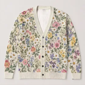 Meadow Wildflowers And Daisies For Cottage Garden Everyday Layering All-over Print Knitted Cardigan