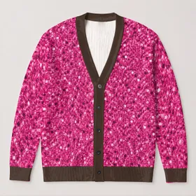 Magenta Glitter Speckle Style for Bold Everyday Layering and Evening Wear All-over Print Knitted Cardigan