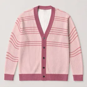Blush Pink Looping Stripes for Soft Everyday Style and Whimsical Layering All-over Print Knitted Cardigan