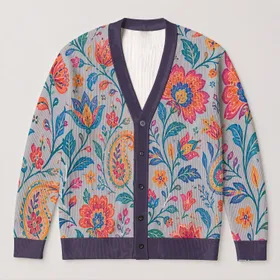 Bohemian Floral Medallions for Colorful Everyday Layering and Relaxed Weekend Style All-over Print Knitted Cardigan