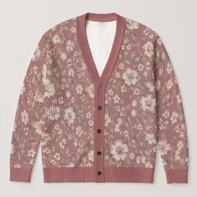 Dusty Rose Ivory Wildflower Blooms for Cozy Autumn Layering and Everyday Gifts for Her All-over Print Knitted Cardigan