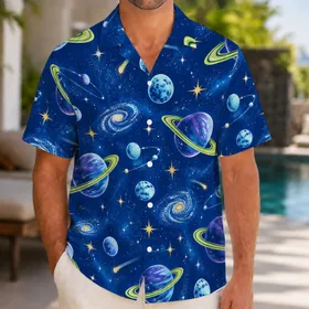 Cosmic Planet and Starfield Style for Halloween Parties and Sci-Fi Cosplay Enthusiasts Hawaiian Shirt