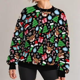 Christmas Reindeer And Holiday Ornaments For Festive Winter Celebrations And Parties All-over Print Knitted Sweater
