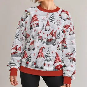 Bearded Winter Gnomes And Sleigh Scene For Cozy Holiday Outings All-over Print Knitted Sweater