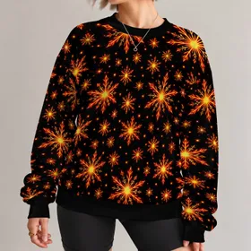 Glowing Orange Snowflakes for Festive Winter Nights and Holiday Gatherings All-over Print Knitted Sweater