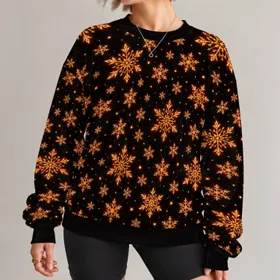 Glowing Orange Snowflakes For Festive Winter Nights And Cozy Holiday Gatherings All-over Print Knitted Sweater