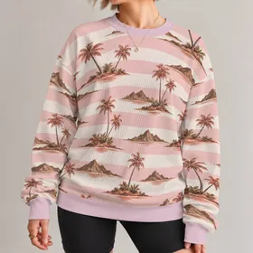 Palm Island Horizons for Relaxed Coastal Getaways and Everyday Summer Escapes for Men All-over Print Knitted Sweater