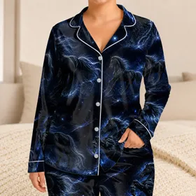 Celestial Horse Nightwear for Cozy Nights, Holiday Gifting, and All-Season Comfort Satin Pajamas Set