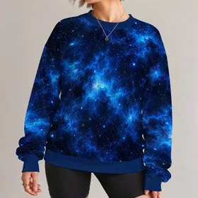Deep Blue Galaxy Cosmos for Stargazing, Travel and Everyday Wear for Astronomy Fans All-over Print Knitted Sweater