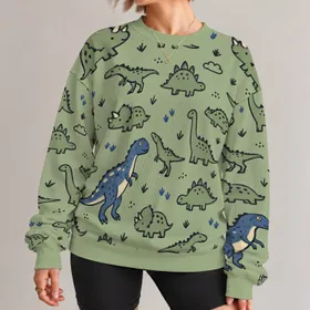 Playful Dinosaur Sketches for Casual Weekend Outings and Everyday Style Seekers All-over Print Knitted Sweater