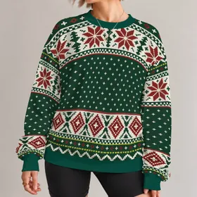 Geometric Nordic Motifs for Casual Autumn Outings and Relaxed Everyday Men's Style All-over Print Knitted Sweater