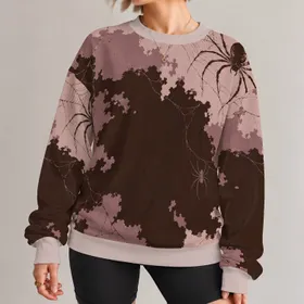 Dark Brown Spiderweb Motif for Autumn Streetwear and Everyday Casual Outfits Unisex All-over Print Knitted Sweater