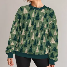 Evergreen Forest And Golden Star Motifs For Cozy Winter Cabin Gatherings And Nature Lovers All-over Print Knitted Sweater