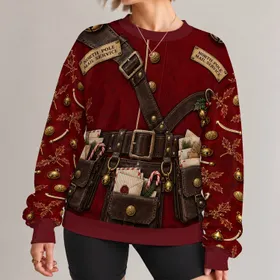 Santa Mail Carrier Outfit for Christmas Parties and Festive Holiday Gift Giving All-over Print Knitted Sweater