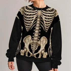 Realistic Ivory Skeleton Bones for Halloween Parties and Spooky October Celebrations All-over Print Knitted Sweater