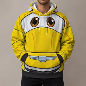 Yellow Smiling Car Costume Look for Theme Park Days and Family Road Trips Together All-over Print Hoodie (Lightweight)