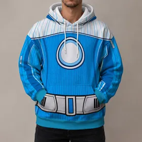 Blue Futuristic Team Uniform Costume for Cosplay Events and Comic Con Fans All-over Print Hoodie (Lightweight)