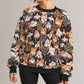 Cat Faces for Cozy Weekends and Everyday Casual Style for Playful Cat Lovers Everywhere All-over Print Knitted Sweater