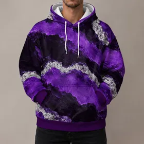 Purple Silver Glitter Stripes For Bold Everyday Streetwear And Night Out Style All-over Print Hoodie (Lightweight)