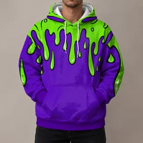 Neon Green and Purple Melting Drips for Bold Everyday Streetwear and Creative Looks All-over Print Hoodie (Lightweight)
