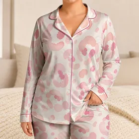 Blush Leopard For Cozy Nights, Spa Days, And Gift Giving For Women Who Love Luxe Satin Pajamas Set