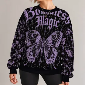 Gothic Butterfly and Boundless Magic for Alternative Streetwear and Casual Days All-over Print Knitted Sweater