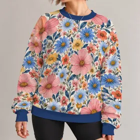 Watercolor Wildflower Garden for Colorful Everyday Outfits and Springtime Style All-over Print Knitted Sweater