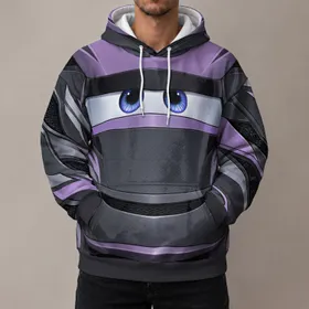 Anthropomorphic Silver Race Car Look for Halloween and Racing Fans All-over Print Hoodie (Lightweight)