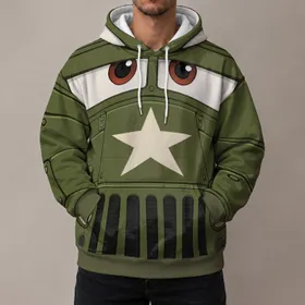 Olive Military Jeep Face for Car Fans, Road Trips, and Casual Everyday Adventures All-over Print Hoodie (Lightweight)