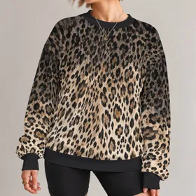 Charcoal And Cream Leopard Markings For Confident Everyday Style And Modern Women All-over Print Knitted Sweater