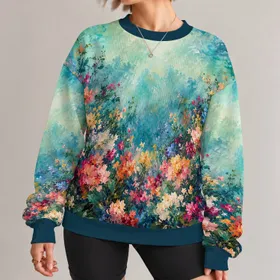 Aurora Wildflower Color For Cozy Winter Days And Artistic Everyday Wear All-over Print Knitted Sweater