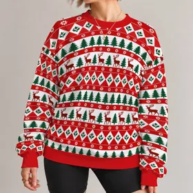 Reindeer And Evergreen Holiday Motifs For Christmas Celebrations And Winter Gatherings All-over Print Knitted Sweater