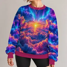 Radiant Cloudscape And Starry Sky For Peaceful Evening Walks And Relaxing At Home All-over Print Knitted Sweater