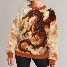 Fiery Dragon Fantasy for Bold Training, Festivals, and Everyday Adventure Enthusiasts All-over Print Knitted Sweater