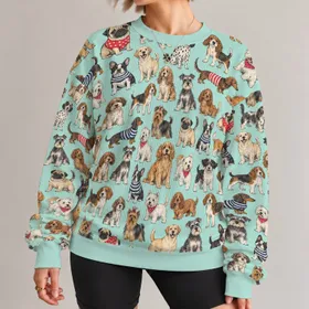 Whimsical Dog Breed Gathering for Playful Everyday Style and Dog Lover Gifts All-over Print Knitted Sweater