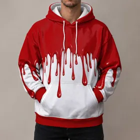 Crimson Drip Color Block for Bold Winter Streetwear and Casual Everyday Layering All-over Print Hoodie (Lightweight)