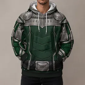 Emerald Armored Villain Costume Details for Conventions and Fantasy Fans All-over Print Hoodie (Lightweight)