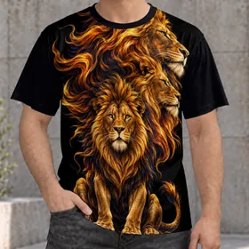 Golden Lion Portrait for Bold Everyday Wear and Wildlife Enthusiasts All-over Print Unisex T-shirt