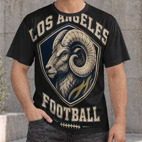 Ram Football Crest for Vintage Game Day Style and Dedicated Football Fans All-over Print Unisex T-shirt