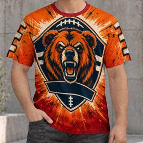 Fierce Bear Football Crest For Game Day And Outdoor Adventures All-over Print Unisex T-shirt