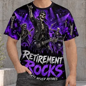 Skeleton Rock Band Retirement Celebration for Classic Rock Fans and Music Lovers Gift All-over Print Unisex T-shirt