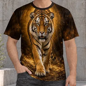Golden Tiger Portrait for Bold Everyday Style, Casual Daily Wear and Wildlife Lovers All-over Print Unisex T-shirt