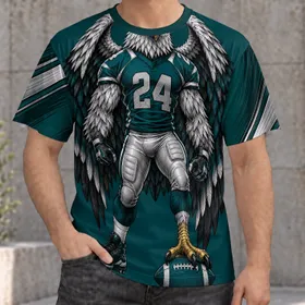 Muscular Eagle Football Player for Game Day Parties and Everyday Sports Fans Wear All-over Print Unisex T-shirt