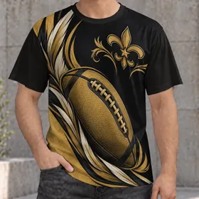 Gold Football And Sweeping Feather Motifs For Game Day And Autumn Sports Fans All-over Print Unisex T-shirt
