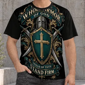 Christian Shield Of Faith And Cross Sword For Church Worship And Bible Study Men All-over Print Unisex T-shirt
