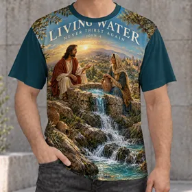 Living Water Biblical Well Scene for Faith Gatherings and Everyday Reflection All-over Print Unisex T-shirt